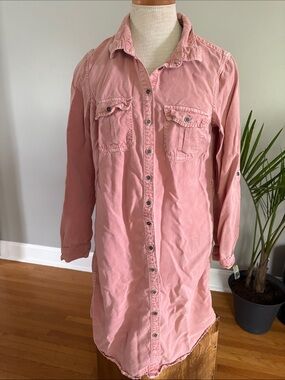 Parasuco Dusty Pink Long Button-Front Trench Shirt